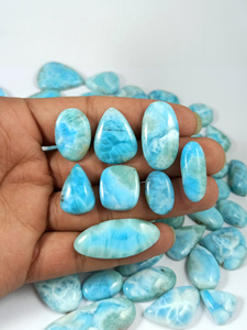 Larimar naturel pierres précieuses Cabochon lâche dos plat mélange en forme de Reiki poli ChakraHealing cristal pierre précieuse pour la fabrication de bijoux - Product Image 4