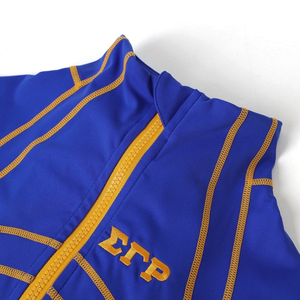Royal Blue Gold Piping Women's Full Zip <b>Track</b> <b>Jacket</b> High Neck Slim Fit Long Sleeve Sportswear Custom Team Athletic <b>Jacket</b> - Product Image 4