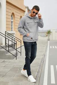 Sudadera con Capucha y Media Cremallera para Hombre, de Algodón de Primera Calidad, Interior Suave de Felpa, Secado Rápido, Ecológica, con Bolsillo, Estilo Urbano Moderno - Product Image 4