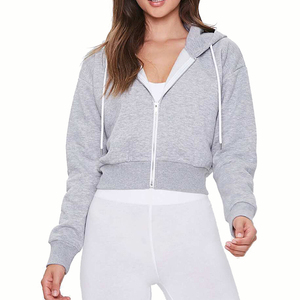 Custom Zipper Sweatshirt Women's Hoodies <b>Crop</b> Top <b>Zip</b> <b>up</b> Hoodie Cotton Jacket Women Hoodie - Product Image 3