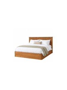 Cadre de lit moderne en bois massif, lit plateforme minimaliste en bois naturel, design à lattes, mobilier de chambre élégant - Product Image 3