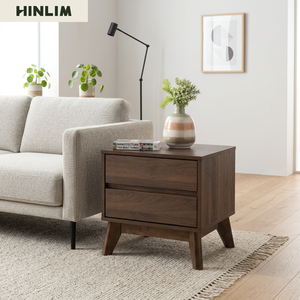 Midcentury Modern Wood Nightstand 2 Drawers Bedroom Furniture <b>Storage</b> <b>Side</b> <b>Table</b> - Product Image 4