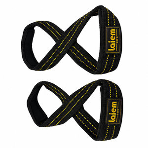 Correas Ajustables Acolchadas de Algodón con Logotipo Personalizado en Forma de 8 para Gimnasio, Fitness, Ejercicio, Levantamiento de Pesas y Peso Muerto - Product Image 1