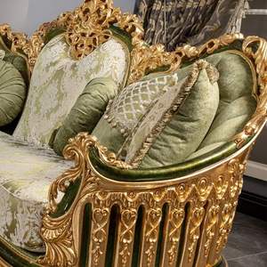Juego de Sofás Tallados de Lujo Europeos en Oferta, con Cubierta de Madera Maciza, para Apartamentos y Hoteles, Muebles para Sala de Estar - Product Image 4