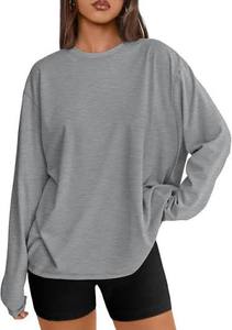 Camiseta de Moda Casual Oversize Y2K para Mujer, Blusa de Primavera de Manga Larga Holgada, Tejida en Poliéster Transpirable con Cuello Redondo, Top Deportivo - Product Image 3