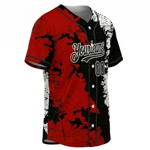 Camiseta de Béisbol Sublimada Personalizada con el Diseño de tu Equipo 00, Patrón de Camuflaje Rojo, Negro y Blanco, Unisex, para Adultos, Manga Corta, Transpirable, Ropa Deportiva - Product Image 4