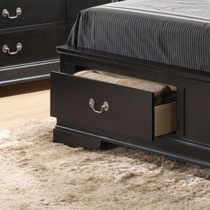 Elegante Letto Matrimoniale Nero con Contenitore e Rivestimento Imbottito di Design - Product Image 3