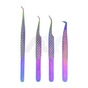 Juego Profesional de 4 Pinzas para Extensión de Pestañas, Acero Japonés Premium con Agarre de Diamante, Punta de Fibra de Precisión Multicolor - Product Image 1