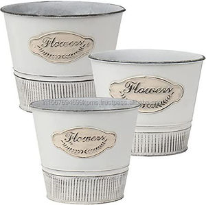 Wholesale Supply <b>Galvanized</b> Planters Set of 4 Indoor Outdoor Display Cheap Metal Flower Pots and <b>Buckets</b> for Natural Decoration - Product Image 3