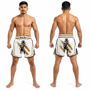 Men's High Street Style Kick Boxing & Martial Arts Shorts 100% Cotton Bjj MMA <b>Boxer</b> & Wrestling High Waist Hot Shorts for Mens - Product Image 2