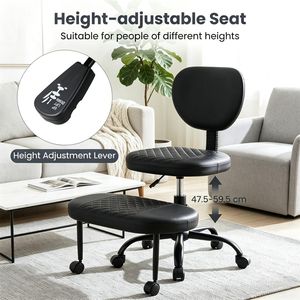 Sedia da Ufficio Ergonomica in Ecopelle, Girevole a 360°, con Poggiapiedi Regolabile in Altezza, Design a Gambe Incrociate per Meditazione, in Legno e Nylon - Product Image 5
