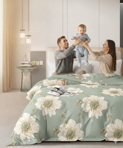 Parure de lit moderne personnalisable en microfibre taille King, drap plat, drap-housse, 2 taies d'oreiller, polyester, résistant à la décoloration et aux plis - Product Image 1