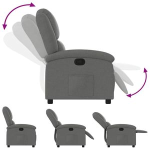 Fauteuil inclinable en tissu gris foncé 100% polyester avec structure en contreplaqué métallique, élégant et confortable pour la relaxation - Product Image 6