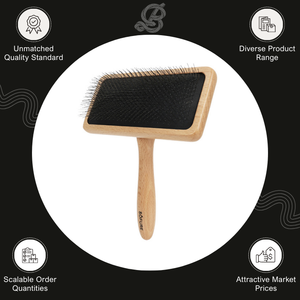 Cepillo Sofure Slicker de Madera de Haya de Primera Calidad, Origen España, para el Cuidado Diario de Perros y Gatos, Talla L - Product Image 3