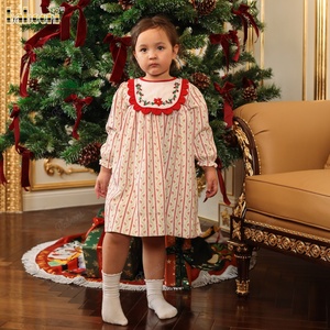 Wholesale ODM Girls Casual Autumn Corduroy Dress Flared Design Petal Collar Beaded Embroidery Smocked <b>Mini</b> 100% Cotton Children - Product Image 1