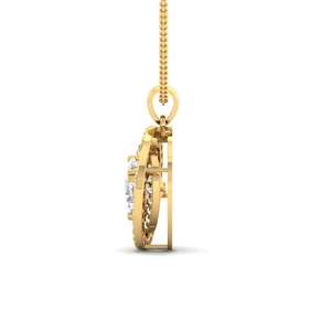 Pendentif en or jaune pour femme avec diamants naturels taille ovale sertis en halo, style classique, bijou charmant pour elle - Product Image 4