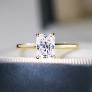 Bague en Moissanite en argent Sterling 925 plaqué or 14 carats, bijoux fins pour femmes, bague de fiançailles, de mariage, de promesse, cadeau - Product Image 1