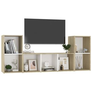 3 pezzi bianco e Sonoma rovere TV Set legno ingegnerizzato per soggiorno - Product Image 3