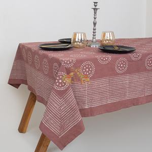 Mantel de Algodón Estampado a Mano con Diseño Floral para Bodas, Fiestas, Decoración Rústica, Cubierta para Mesa de Comedor - Product Image 6