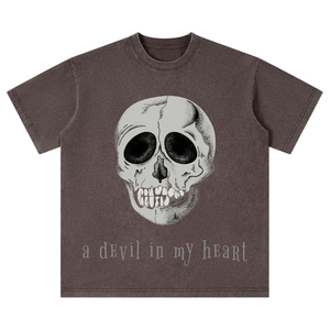 <b>Gothic</b> Skull Print Men's T-<b>Shirt</b> Short Sleeve O-Neck Regular Fit 100% Cotton Jersey Fabric - Product Image 2