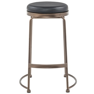 Modern Black <b>Leather</b> <b>Bar</b> <b>Stool</b> with Metal Frame for Home <b>Bar</b> Contemporary Design Stable Metal Base - Product Image 3