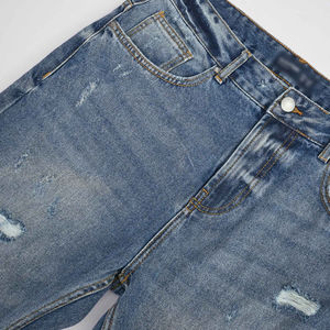 Chaqueta de Mezclilla Azul para Hombre, Corte Ajustado, Detalles Desgastados, Estilo Informal, Algodón de Alta Calidad, Elegante - Product Image 6