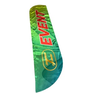 Drapeau rectangulaire à plumes du Groupe FLC du Conseil du Cancer, pour team building, en polyester vert, avec mât en aluminium, impression numérique, durable - Product Image 3