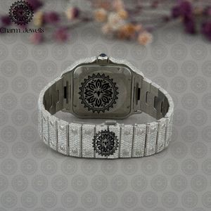 Montre de Luxe Charm Jewells en Acier Inoxydable, Boîtier 40mm, Verre Mécanique Lumineux, Style Hip Hop Élégant, Bracelet Unisexe 20mm, Étanchéité 10 Bar - Product Image 4