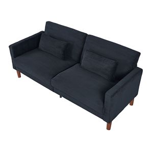 Divano Moderno 2140BK a Due Posti in Velluto a Coste Nero per Soggiorno, Camera da Letto, Ufficio e Piccoli Spazi - Product Image 3