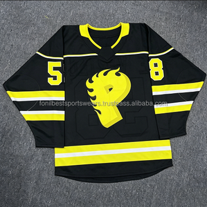 Jersey de Hockey sobre Hielo Sublimado Personalizado en Azul Marino y Blanco, Transpirable y Ecológico, con el Número de Equipo 77, Cuello en V, Mangas Largas, 100% Poliéster - Product Image 3
