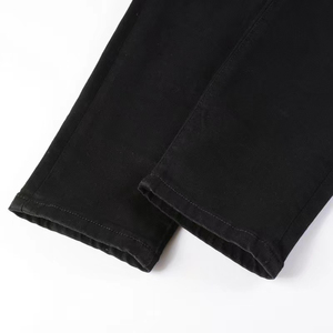 Vaqueros desgastados con parches personalizados, corte holgado y recto, estilo streetwear, efecto apilado, denim vintage lavado, Y2K, elásticos, hip hop - Product Image 6