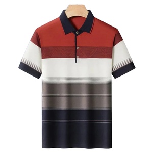 Camiseta Polo informal de manga corta para hombre, camisetas de manga corta informales de verano, polo con botones estampados a rayas, ropa Extragrande - Product Image 1