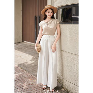 Women's Elegant <b>White</b> High Waist Straight Leg Tailored Casual Office <b>Trousers</b> Flap Pocket Anti-static Anti-Wrinkle Zipper Fly - Product Image 3