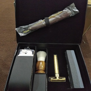 High-End Men's Beard Straight Razor <b>Shaving</b> <b>Kit</b> Moisture-Free Waterproof Case Custom Single Blade with Wood Handle for Beginners - Product Image 6