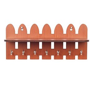 Rustic Wooden Garden Fence Key Holder for Wall Brown Decorative Key Stand for Home Entrance - Product Image 1