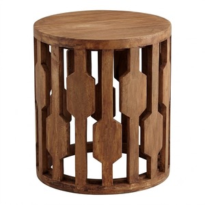 Mesa de centro de lujo de estilo nórdico minimalista, redonda, de vidrio y madera, con tapa de vidrio personalizable y base geométrica de madera. - Product Image 6