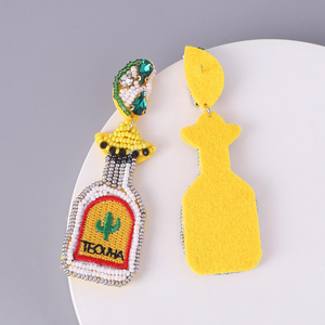 Collar de cuentas de semillas con diseño de botella de tequila mexicana para mujer - Joyería artesanal temática de cactus del Suroeste para festivales, de MULTI CRAFT - Product Image 3