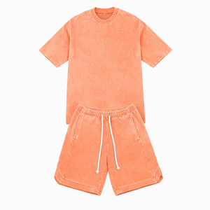 Ensemble 2 pièces décontracté pour homme : T-shirt en coton tricoté bleu uni et short d'été - Product Image 3