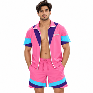Trendy Pink Wholesale OEM Zip Track Jacket Factory Athletic Nylon Windbreaker Short Sleeve For Women's Men Patch <b>Waterproof</b> USA - Product Image 1