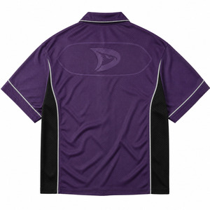 Camiseta de béisbol Y2K de malla morada, estilo oversize, con botones, para hombre, venta al por mayor, OEM - Product Image 5