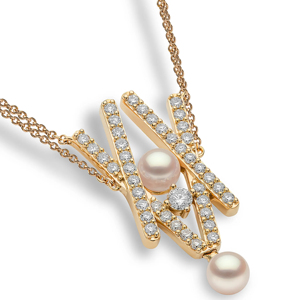 Collar con colgante geométrico con perla de agua dulce y diamantes redondos de talla brillante, cadena de serpiente chapada en oro de 18 quilates - Product Image 2