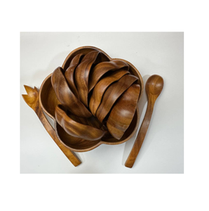 Bol à salade rond en bois, fait main, design élégant, bol à soupe classique, vente en gros, nouveau bol de service en bois - Product Image 6