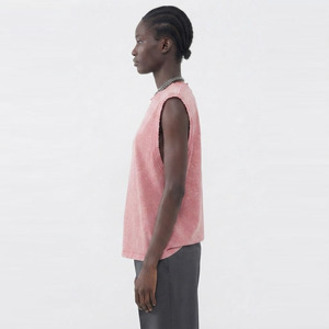 Camisetas sin mangas deportivas para mujer, cuello lavado, ajuste holgado, transpirables, para gimnasio, 100% poliéster, secado rápido, ecológicas, para correr - Product Image 3
