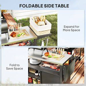 Carrello Grill Mobile da Esterno con Piano in Acciaio Inossidabile e Ruote Laterali Pieghevoli per Forno Pizza e Tavoli da Interno/Esterno - Product Image 5