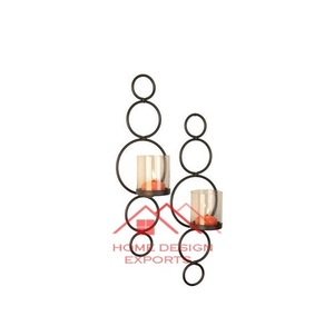 Chimenea de cristal Decoración de pared de la mejor calidad Portavelas Diseño maravilloso Portavelas de color oro de hierro - Product Image 6