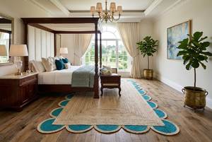 Alfombra de Yute Natural Trenzada, Hecha a Mano, Ecológica, Lavable, con Borde Festoneado Color Verde Azulado, 100% Yute Natural, Artesanía - Product Image 6