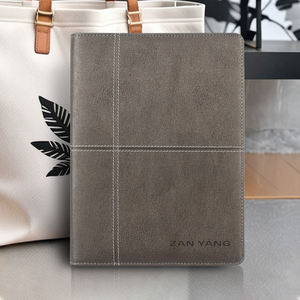 Carnet de notes professionnel à feuilles mobiles, multifonctionnel, avec poches intérieures, personnalisé, gris cendré, finition pierre. - Product Image 1