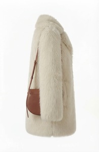 Women's for Denim Faux <b>Fur</b> <b>Trench</b> <b>Coat</b> Long Length Open Front Casual Winter Eco-Friendly Thick Fluffy Outerwear - Product Image 2