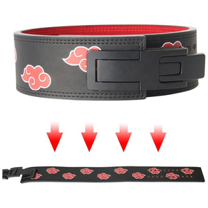 Cinturón de Levantamiento de Pesas Ajustable, Resistente y Transpirable, con Patrón de Nubes Rojas, Cuero Vacuno Negro, Protección Profesional, Unisex - Product Image 5