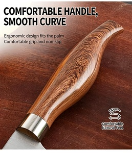 Juego de cuchillos de cocina de acero inoxidable de 7 piezas con soporte giratorio para herramientas. El mango con textura de madera simulada se adapta a la ergonomía. - Product Image 5